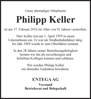Traueranzeige von Philipp Keller von trauer.echo-online.de