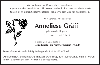 Traueranzeige von Anneliese Gräff von trauer.echo-online.de