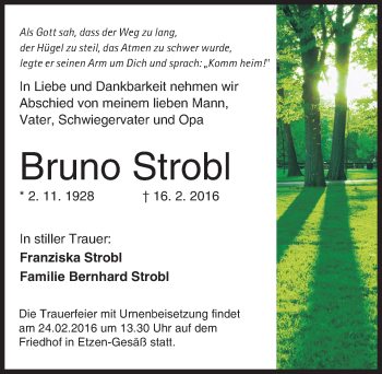 Traueranzeige von Bruno Strobl von trauer.echo-online.de