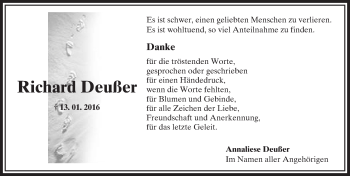 Traueranzeige von Richard Deußer von trauer.echo-online.de