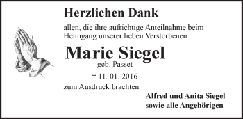 Traueranzeige von Marie Siegel von trauer.echo-online.de
