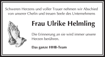 Traueranzeige von Ulrike Helmling von trauer.echo-online.de