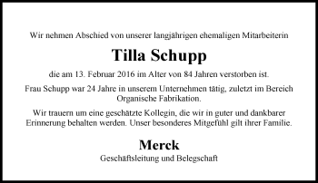 Traueranzeige von Tilla Schupp von trauer.echo-online.de
