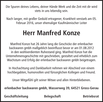 Traueranzeige von Manfred Konze von trauer.echo-online.de