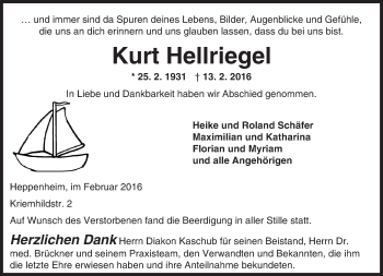 Traueranzeige von Kurt Hellriegel von trauer.echo-online.de