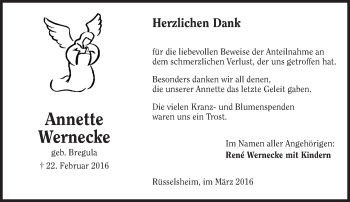 Traueranzeige von Annette Wernecke von trauer.echo-online.de