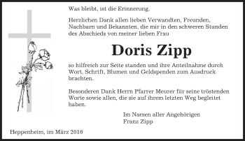 Traueranzeige von Doris Zipp von trauer.echo-online.de