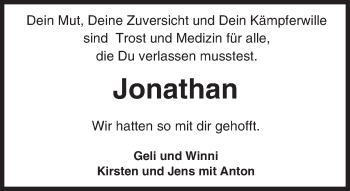Traueranzeige von Jonathan  von trauer.echo-online.de