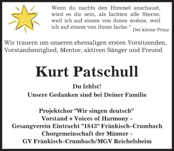 Traueranzeige von Kurt Patschull von trauer.echo-online.de
