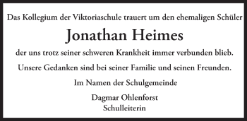 Traueranzeige von Jonathan Heimes von trauer.echo-online.de