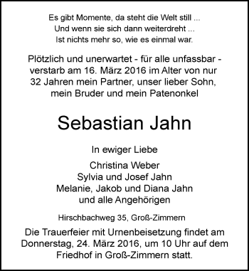 Traueranzeige von Sebastian Jahn von trauer.echo-online.de