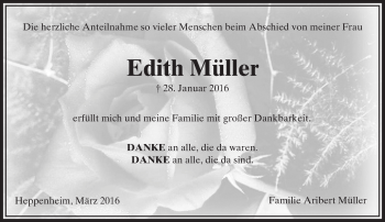 Traueranzeige von Edith Müller von trauer.echo-online.de