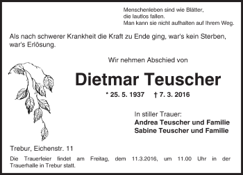 Traueranzeige von Dietmar Teuscher von trauer.echo-online.de