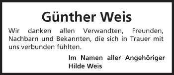 Traueranzeige von Günther Weis von trauer.echo-online.de