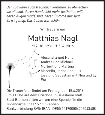 Traueranzeige von Matthias Nagl von trauer.echo-online.de