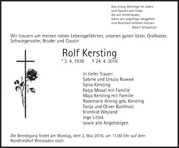 Traueranzeige von Rolf Kersting von  Wiesbaden komplett