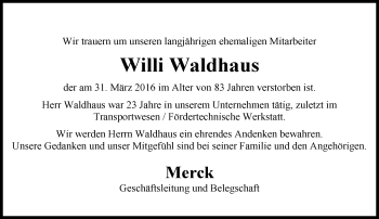 Traueranzeige von Willi Waldhaus von trauer.echo-online.de