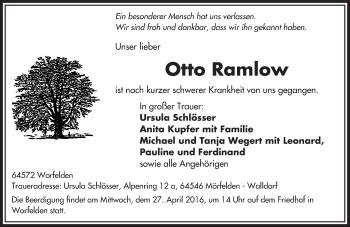 Traueranzeige von Otto Ramlow von trauer.echo-online.de