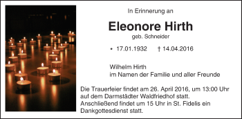 Traueranzeige von Eleonore Hirth von trauer.echo-online.de