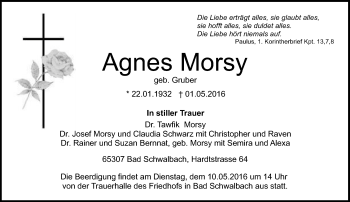 Traueranzeige von Agnes Morsy von  Wiesbaden komplett