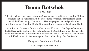 Traueranzeige von Bruno Botschek von  Usinger Anzeiger