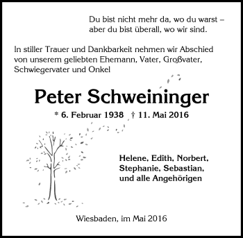 Traueranzeige von Peter Schweininger von  Wiesbaden komplett