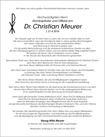 Traueranzeige von Christian Meurer von  Wiesbaden komplett