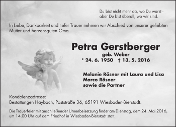 Traueranzeige von Petra Gerstberger von  Wiesbaden komplett