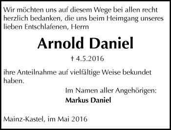 Traueranzeige von Arnold Daniel von  Wiesbaden komplett