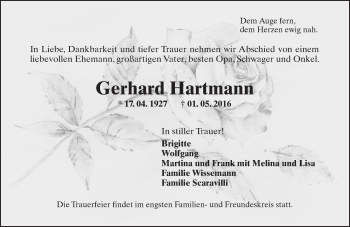 Traueranzeige von Gerhard Hartmann von  Wiesbaden komplett