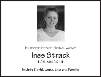 Traueranzeige von Ines Strack von  Wiesbaden komplett