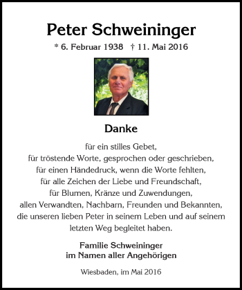 Traueranzeige von Peter Schweininger von  Wiesbaden komplett