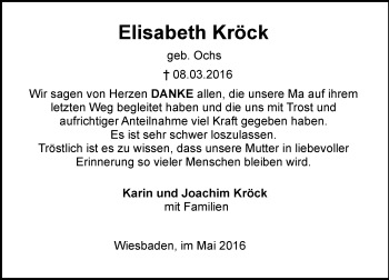 Traueranzeige von Elisabeth Kröck von  Wiesbaden komplett