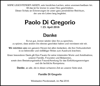 Traueranzeige von Paolo Di Gregorio von  Wiesbaden komplett