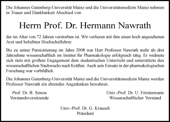 Traueranzeige von Hermann Nawrath von  Wiesbaden komplett