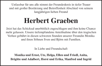 Traueranzeige von Herbert Graeben von Trauerportal Rhein Main Presse