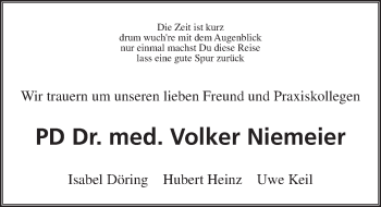 Traueranzeige von Volker Niemeier von  Gießener Anzeiger