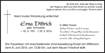 Traueranzeige von Erna Dittrich von  Hochheimer Zeitung