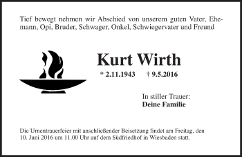 Traueranzeige von Kurt Wirth von  Wiesbaden komplett