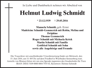 Traueranzeige von Helmut Ludwig Schmidt von  Wiesbaden komplett