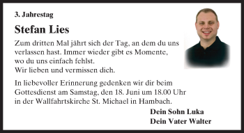 Traueranzeige von Stefan Lies von Trauerportal Echo Online