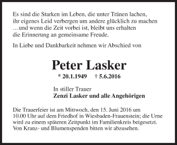 Traueranzeige von Peter Lasker von  Wiesbaden komplett
