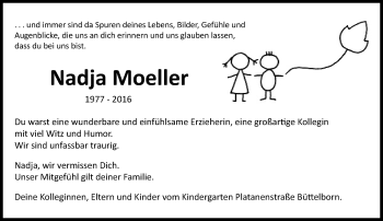 Traueranzeige von Nadja Moeller von Trauerportal Echo Online