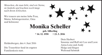 Traueranzeige von Monika Scheller von  Kreisanzeiger