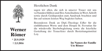 Traueranzeige von Werner Römer von  Wiesbaden komplett