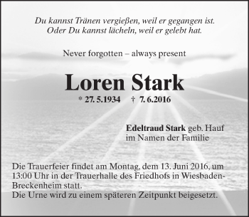 Traueranzeige von Loren Stark von  Wiesbaden komplett