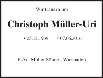 Traueranzeige von Christoph Müller-Uri von  Wiesbaden komplett