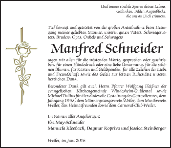 Traueranzeige von Manfred Schneider von  Allgemeine  Zeitung Ingelheim-Bingen
