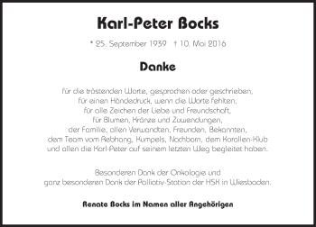 Traueranzeige von Karl-Peter Bocks von Trauerportal Rhein Main Presse