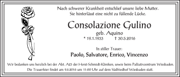 Traueranzeige von Consolazione Gulino von  Wiesbaden komplett